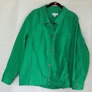 bright green denim jacket
